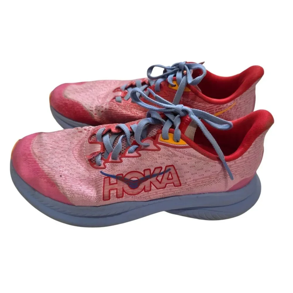 HOKA Mach‎ 6 Womens Size 4.5 Pink Blue Running Shoes Sneakers Lightweight